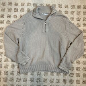 Zara Men’s Half-Zip Sweater in Light Beige